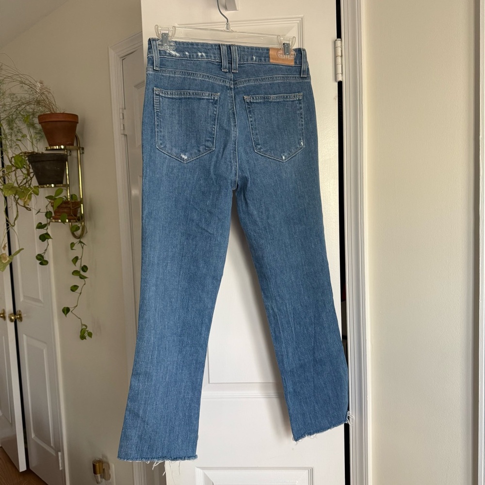 Paige Manhattan High Rise Cropped Jeans Front Seam Raw Hem Light Wash – Size 27 - Picture 6 of 8